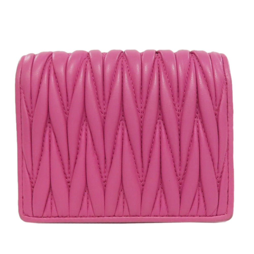 Miu Miu Lambskin Wallet Matelasse Bi fold Black